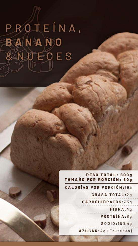 Tabla nutricional Pan Integral con Proteína Banano y nueces