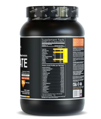 Información Nutricional Proteína mantequilla de maní 29 serv. 2lb - Sascha Fitness