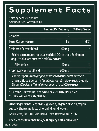 Información Nutricional Equinacea Quick Defensas 40 caps