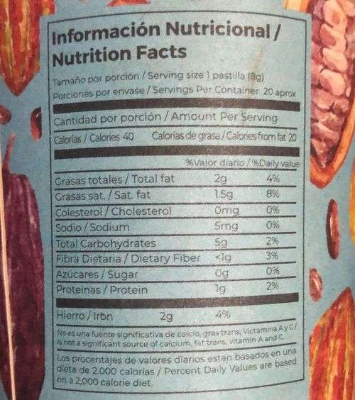 Información Chocolate en pasta 100% cacao 140gr