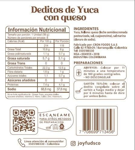 Deditos de Yuca rellenos con Queso 8und - JOYFUDS
