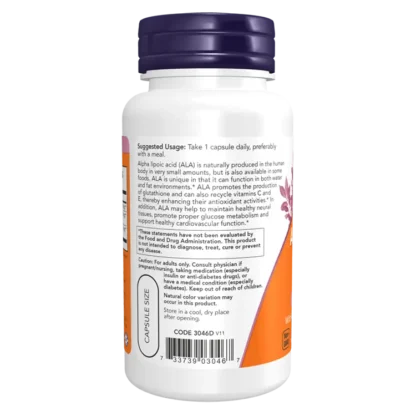 Now Foods Ácido alfa-lipoico 600mg 60cap - Imagen 2